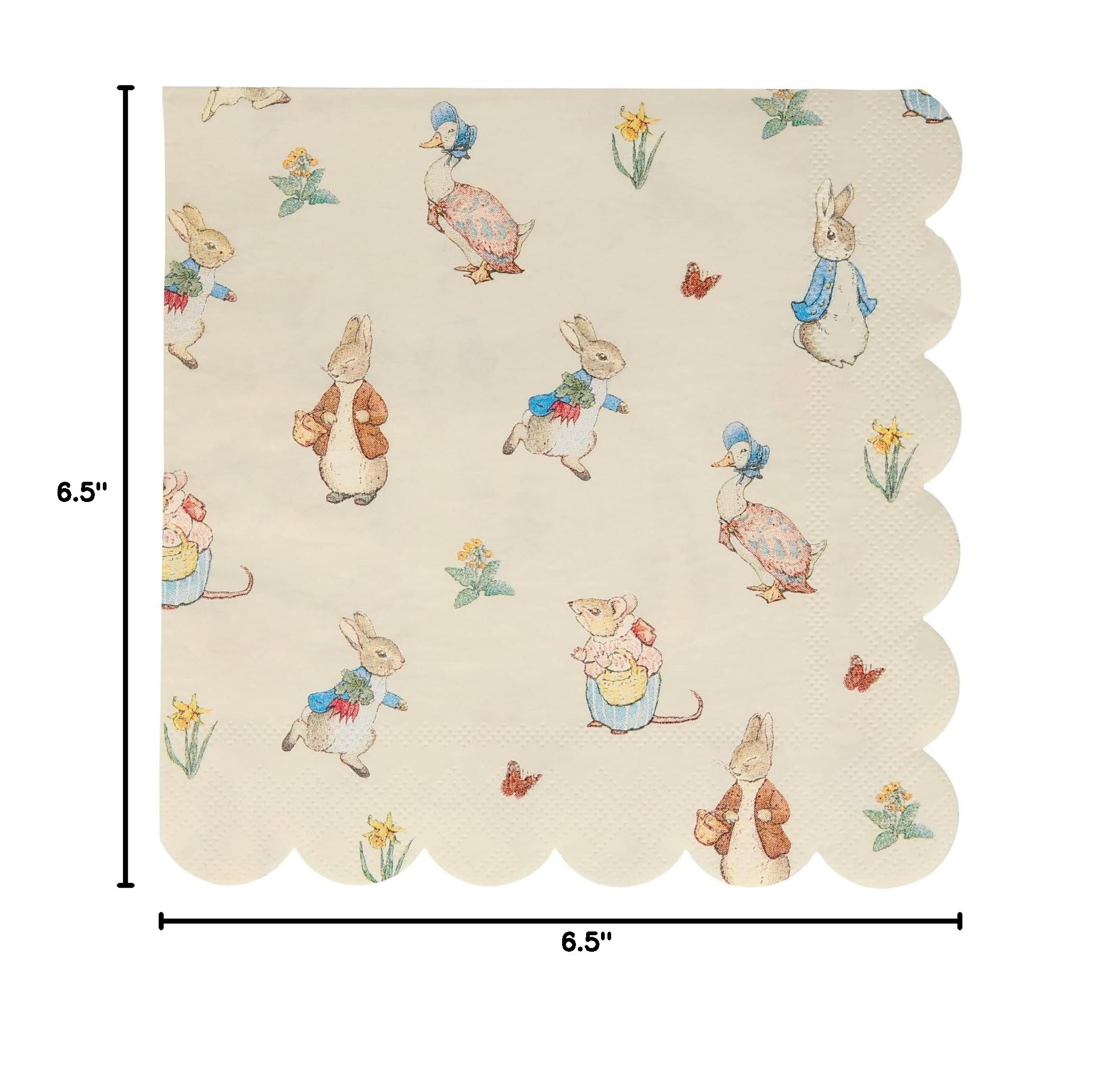 Meri Meri Peter Rabbit™ & Friends Napkins (Pack of 20), Thick & Absorbent 3-Ply Paper, Easter Napkins, Scalloped Edge, Pretty Pastels, Kids & Adults, Disposable - Image 4