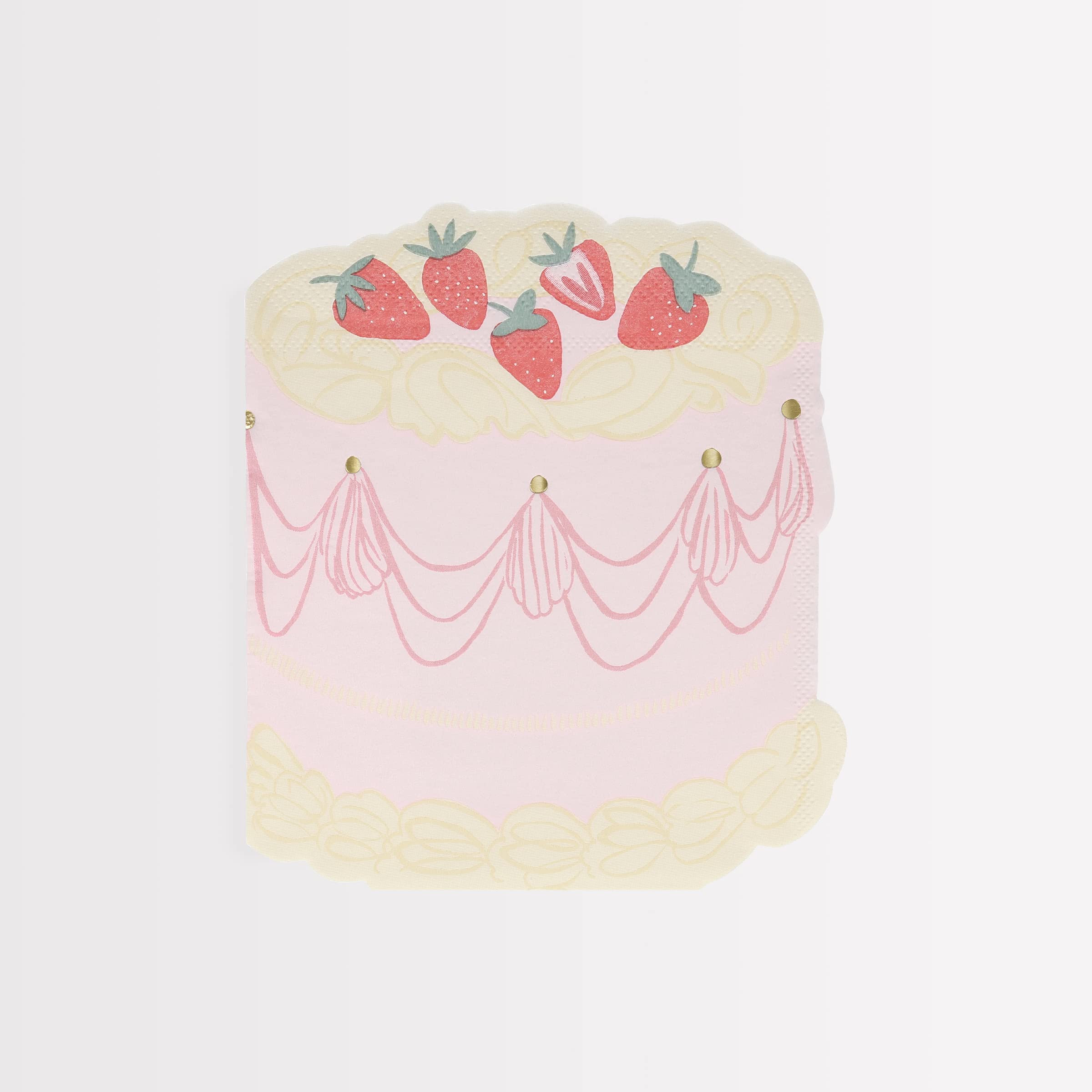 Meri Meri Pink Cake Napkins (Pack of 16), Thick & Absorbent 3-Ply Paper Napkins, Disposable