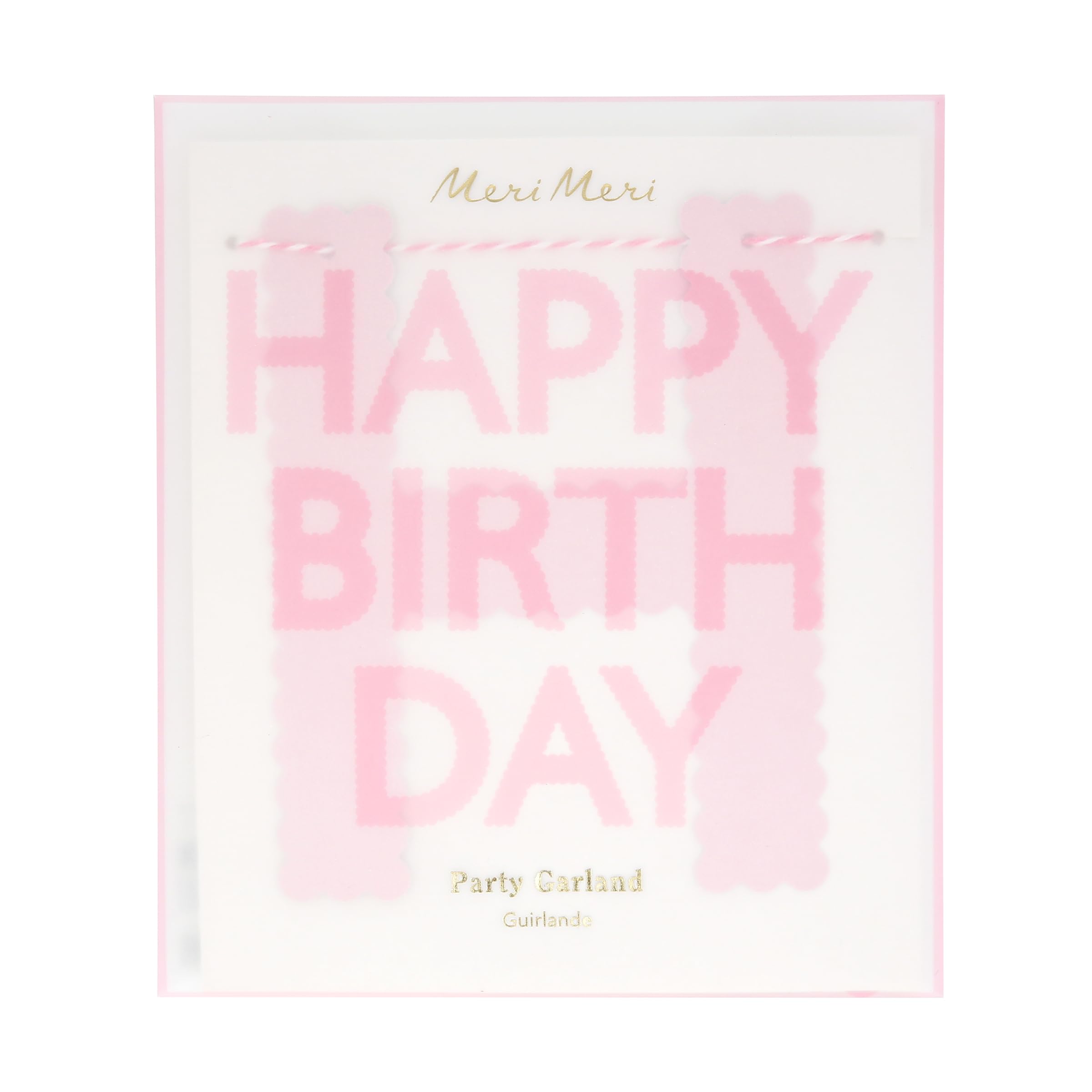 Meri Meri Pink Happy Birthday Banner (Pack of 1), 8' Birthday Party Banner with Excess Cord - Image 3
