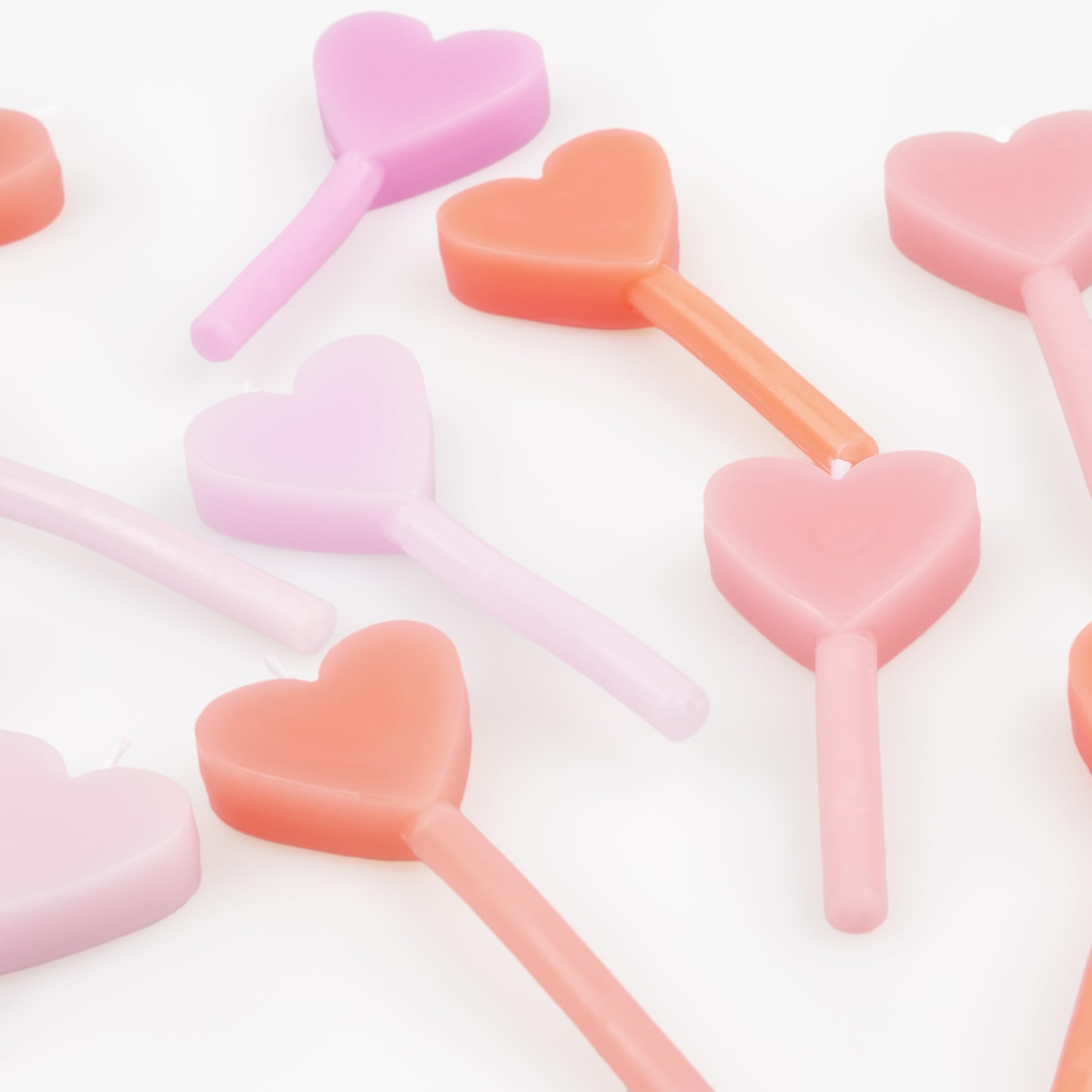 Meri Meri Pink Heart Candles (Pack of 12), 7 Shades of Pink, Mini Candles for Celebration Cakes & Cupcakes, Bridal Showers, Anniversaries, Average Candle Height with Stick is 2.125" - Image 2