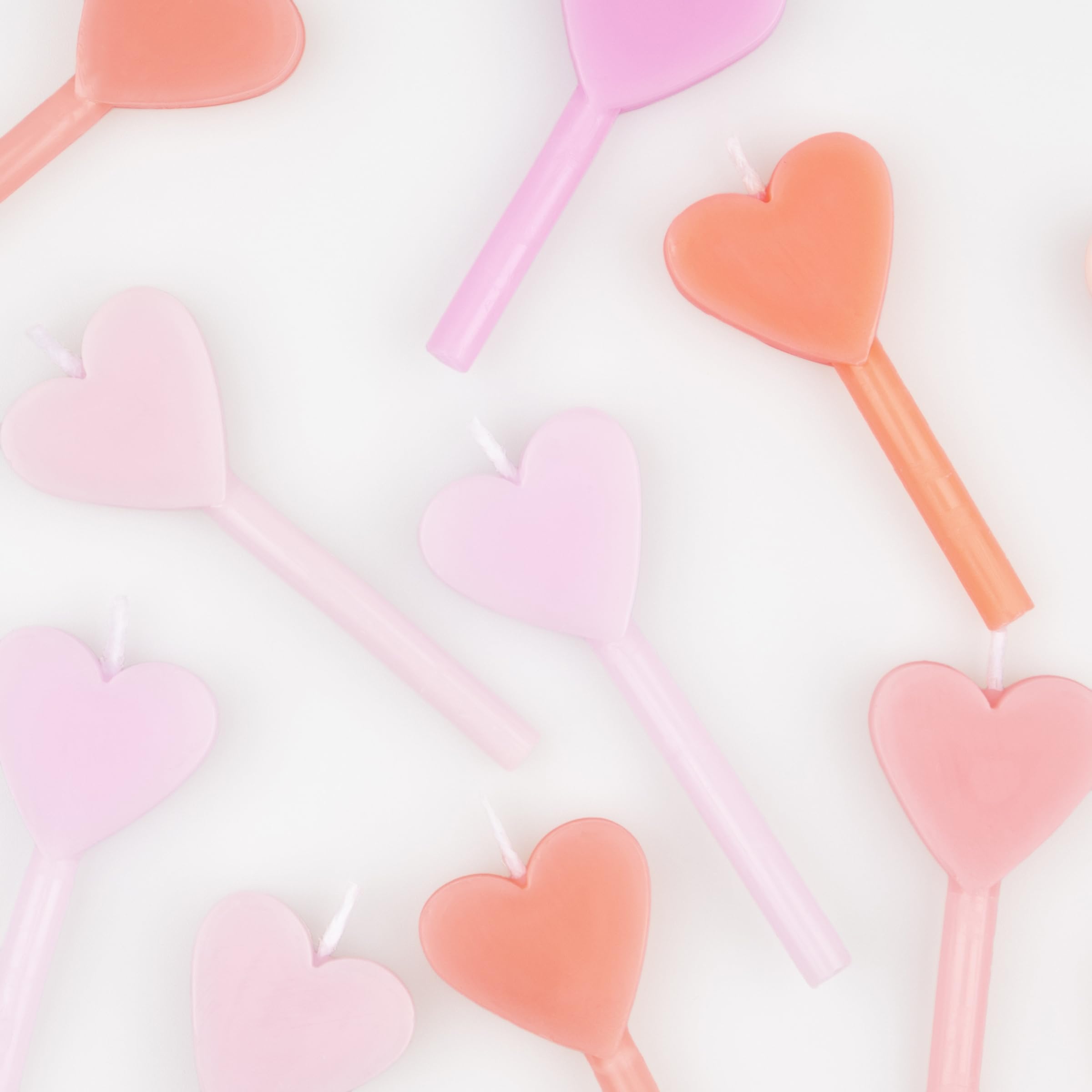 Meri Meri Pink Heart Candles (Pack of 12), 7 Shades of Pink, Mini Candles for Celebration Cakes & Cupcakes, Bridal Showers, Anniversaries, Average Candle Height with Stick is 2.125" - Image 3