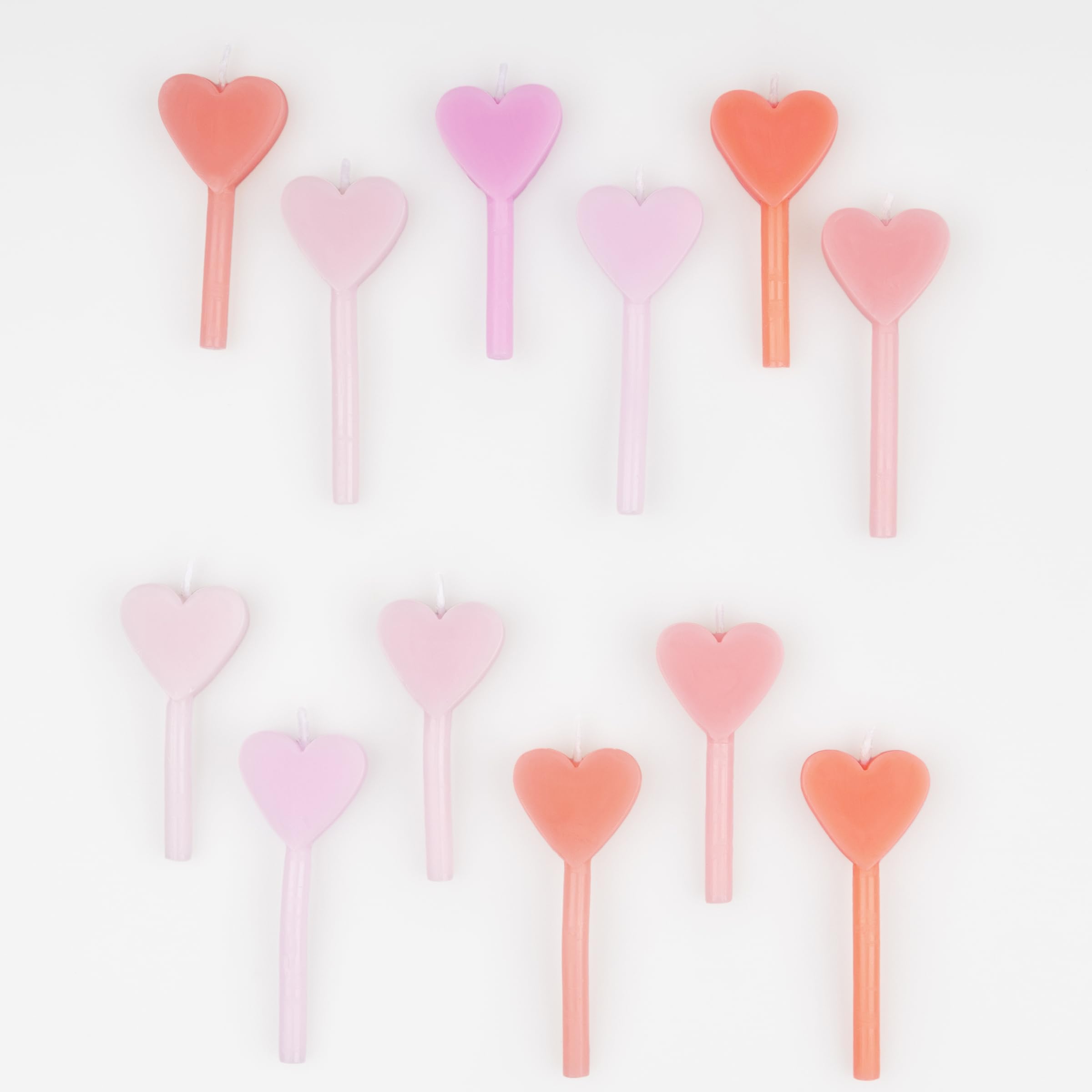 Meri Meri Pink Heart Candles (Pack of 12), 7 Shades of Pink, Mini Candles for Celebration Cakes & Cupcakes, Bridal Showers, Anniversaries, Average Candle Height with Stick is 2.125" - Image 4