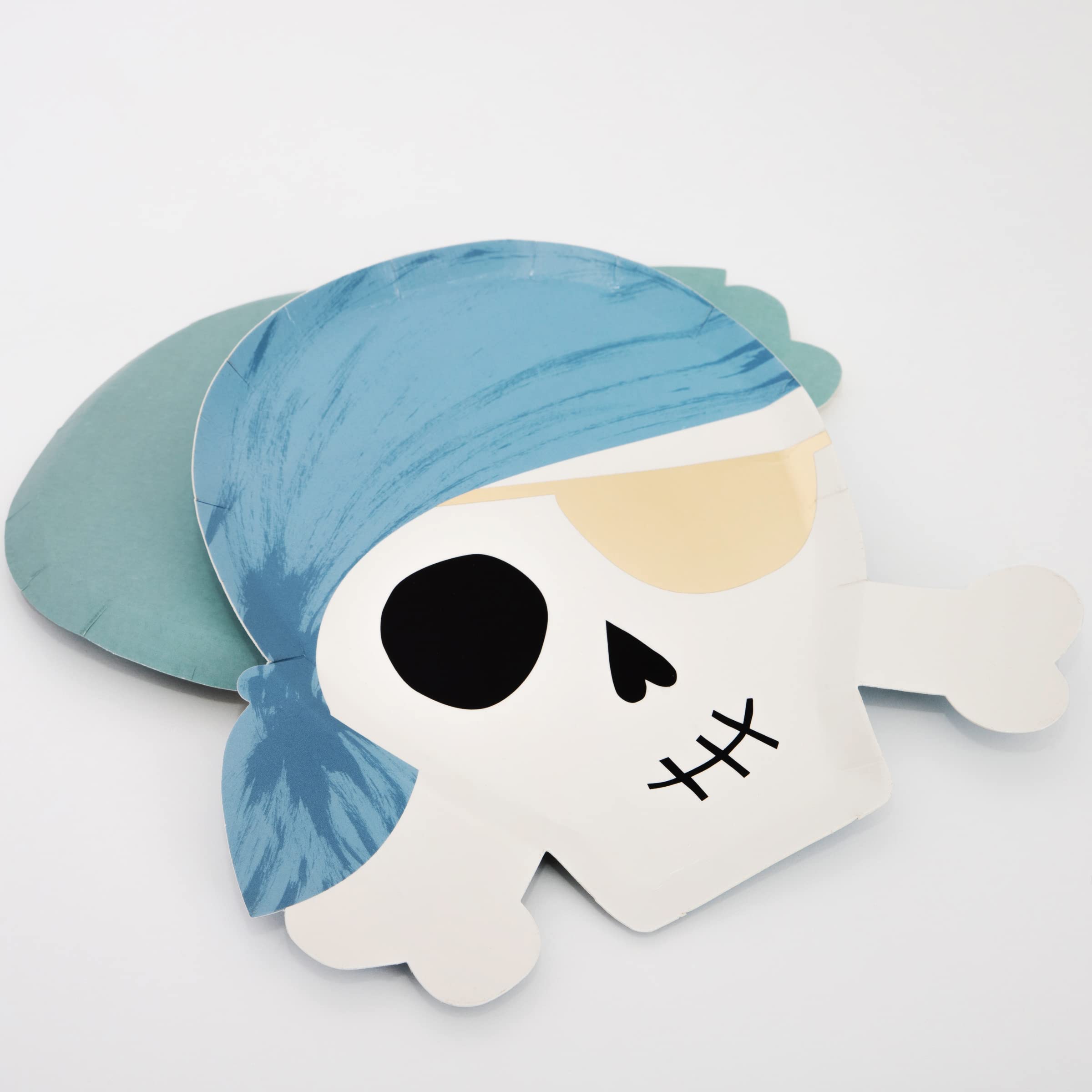 Meri Meri Pirate Plates, Pack of 8 Disposable Paper Plates, Skull and Crossbones Shaped with Pops of Color and Gold Foil Details – Perfect for Pirate Party Decorations and Themed Birthdays - Image 3