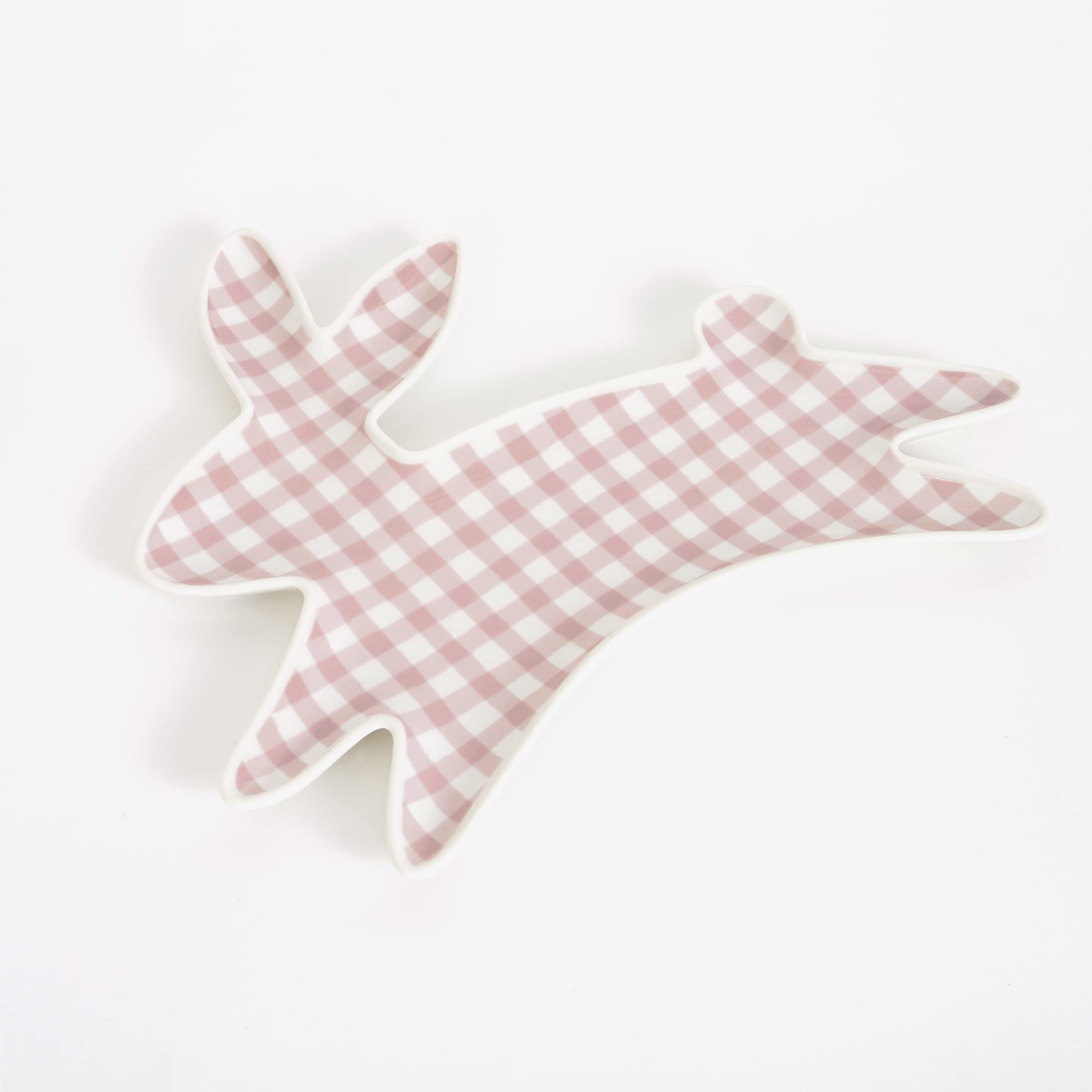 Meri Meri Porcelain Easter Bunny Plates, Pack of 2 Dishwasher Safe & Reusable Plates, Bunny Shaped with Gingham Pattern – Great for Easter Party Decorations and Seasonal Traditions - Image 4