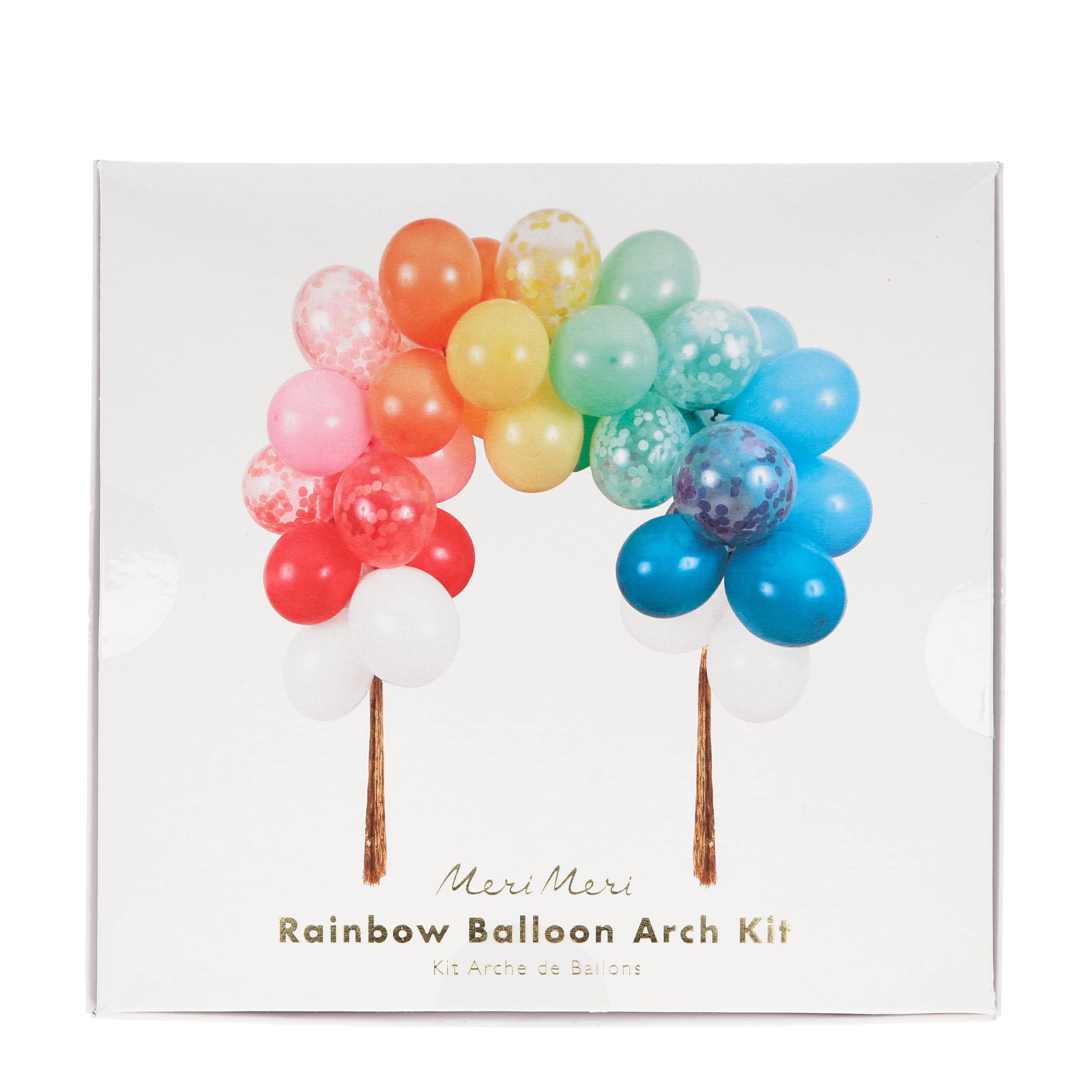 Meri Meri Rainbow Balloon Arch Kit (Pack of 1), 40 Balloons + 2 Gold Tassel Streamers, Long-Lasting Balloon Kit - Image 7