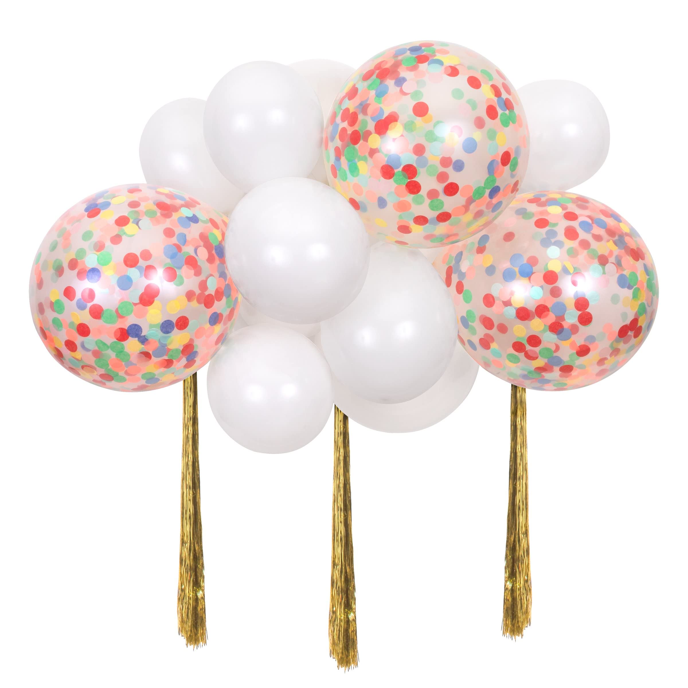 Meri Meri Rainbow Balloon Cloud Kit, Balloon Arch Featuring 3 Gold Streamers and 14 Balloons