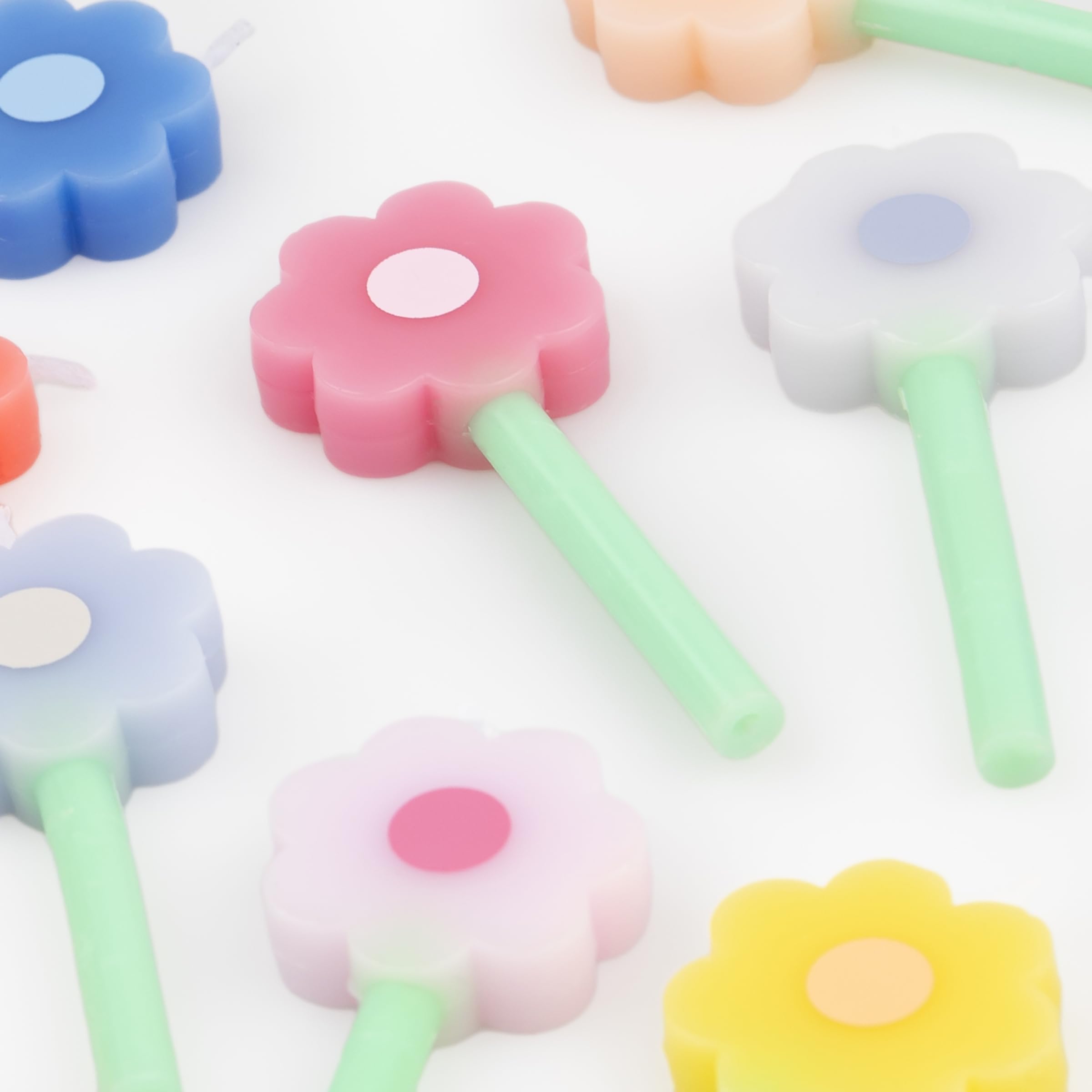 Meri Meri Rainbow Daisy Candles (Pack of 12), Flower Candles for Cakes and Cupcakes, Baby Showers, Bridal Showers, Average Height with Stick: 2.125", Unscented - Image 3