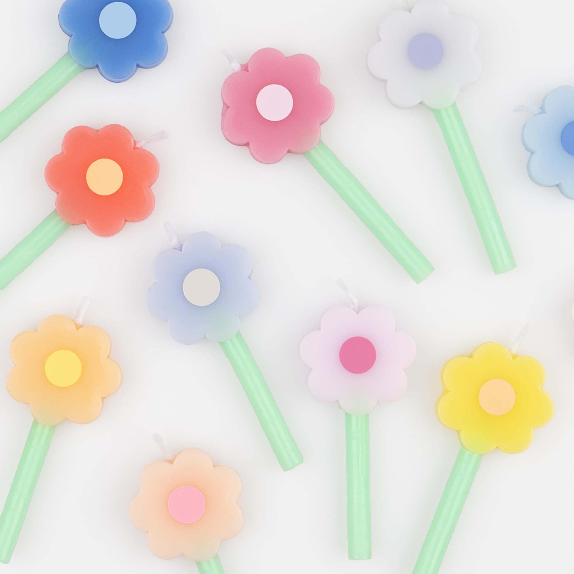 Meri Meri Rainbow Daisy Candles (Pack of 12), Flower Candles for Cakes and Cupcakes, Baby Showers, Bridal Showers, Average Height with Stick: 2.125", Unscented - Image 4