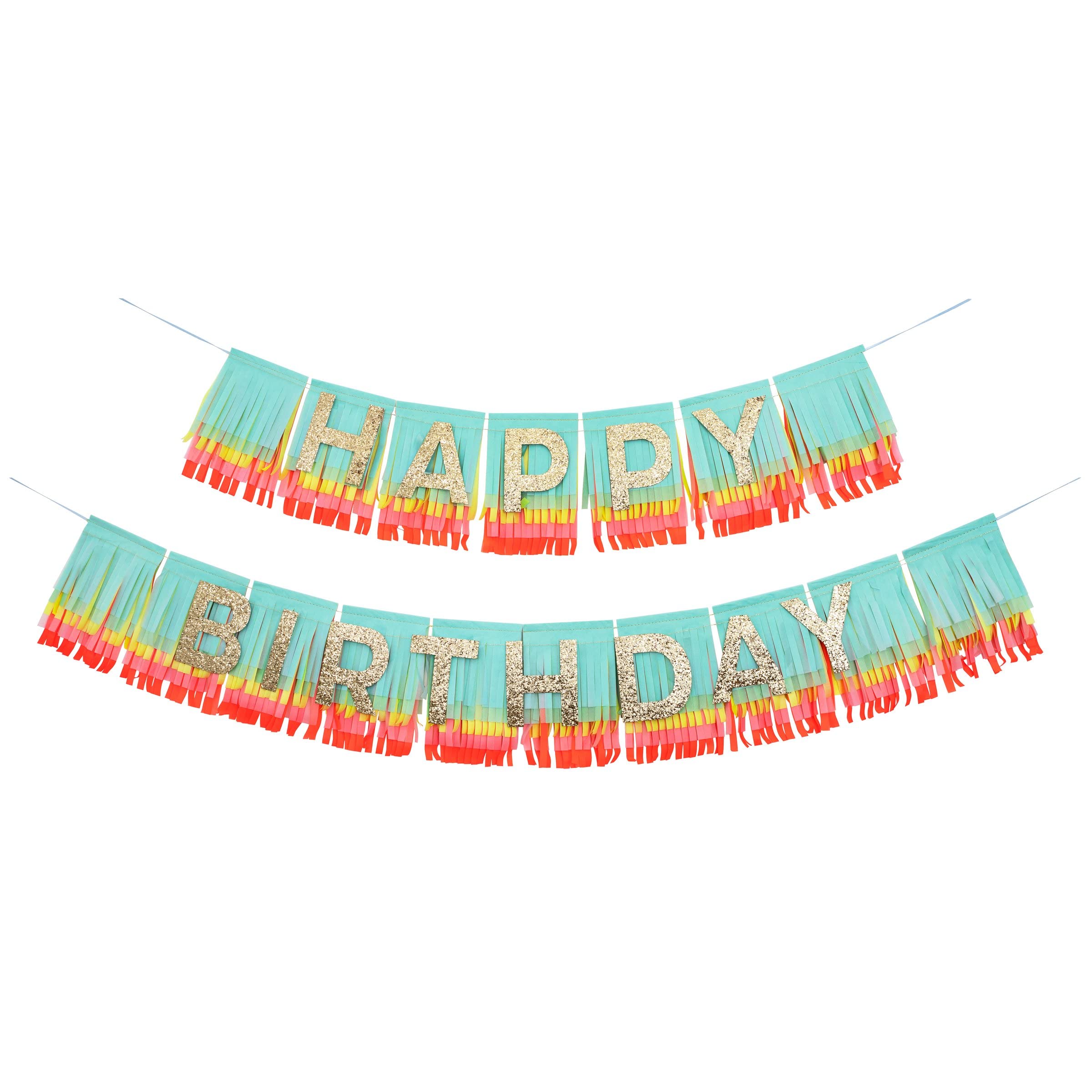 Meri Meri Rainbow Fringe Happy Birthday Banner - 8' Party Garland with Excess Cord - Image 5