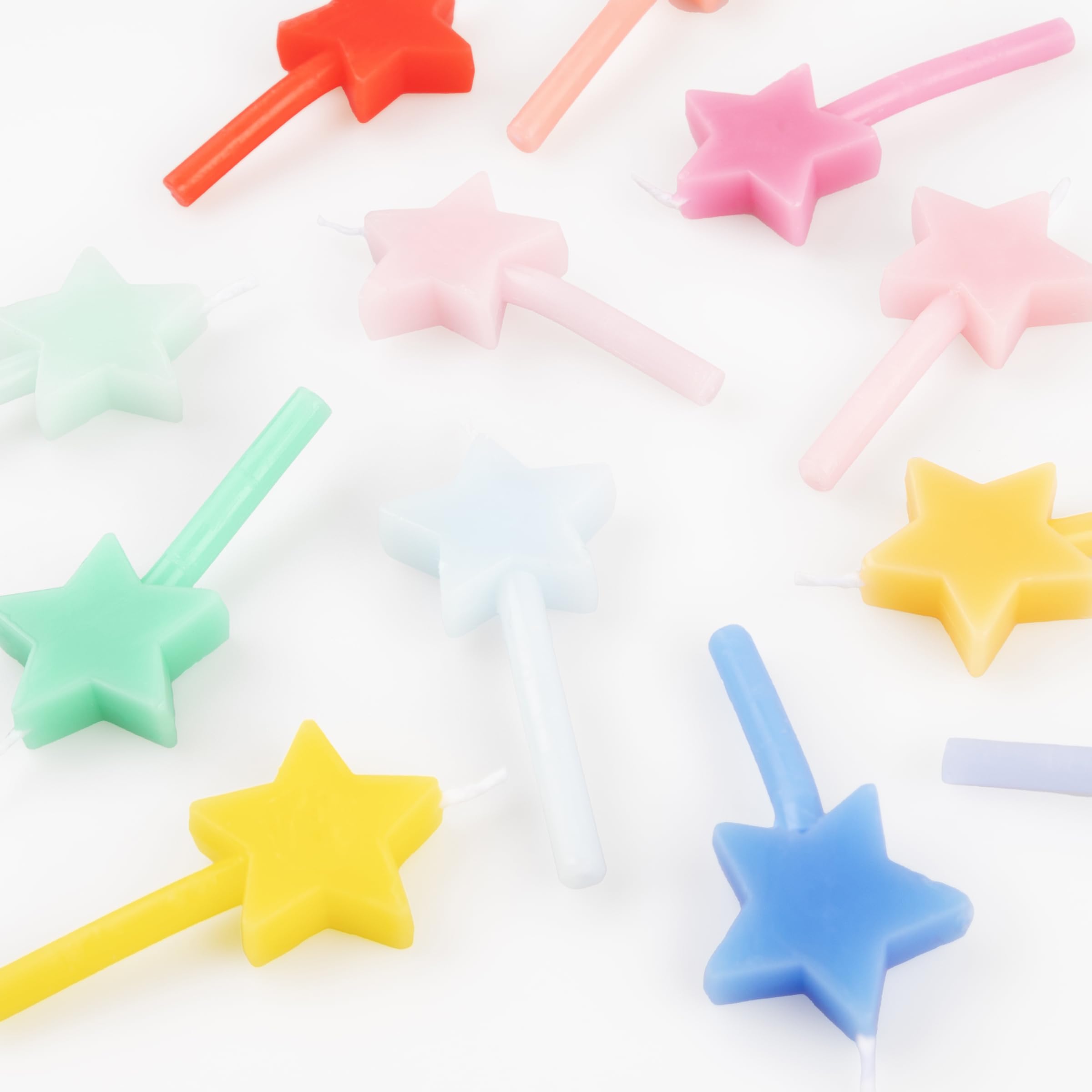 Meri Meri Rainbow Star Candles (Pack of 12), Baby Shower and Briald Show Candles for Cakes and Cupcakes, 12 Colors, Average Candle Height with Stick: 2.125", Unscented - Image 3
