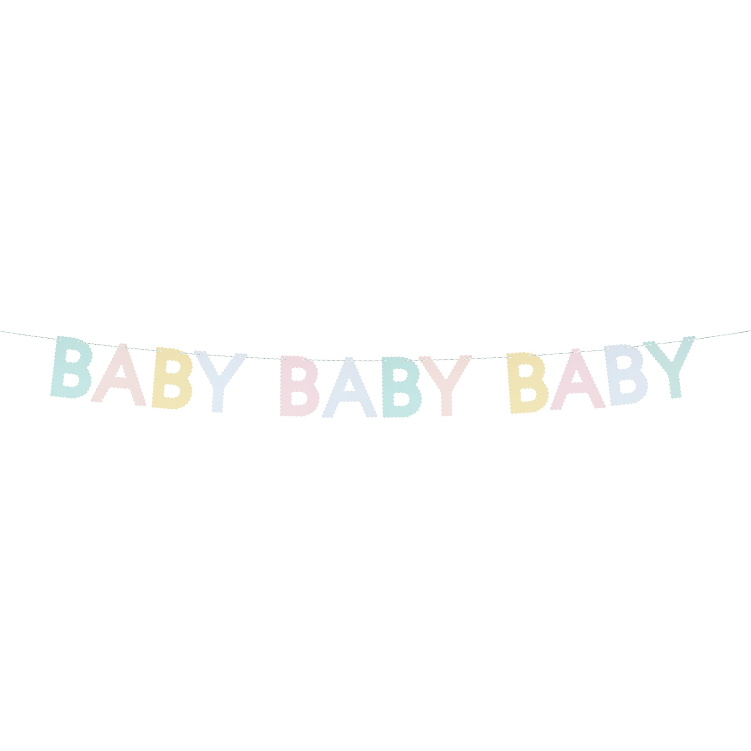 Meri Meri Scallop Edge Baby Banner (Pack of 1), 10' Party Banner with Excess Cord, Baby Shower Garland - Image 3