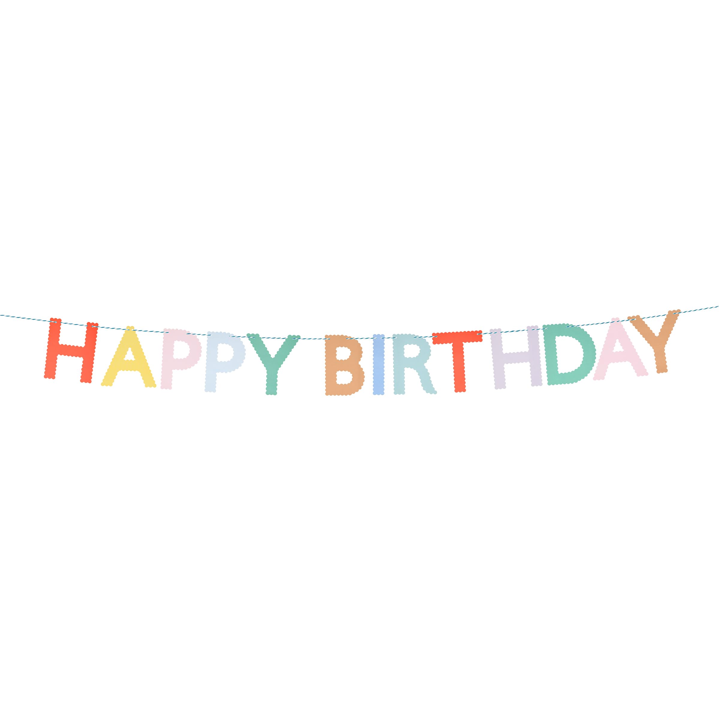 Meri Meri Scallop Happy Birthday Banner (Pack of 1), 10' Birthday Party Banner with Excess Cord - Image 2