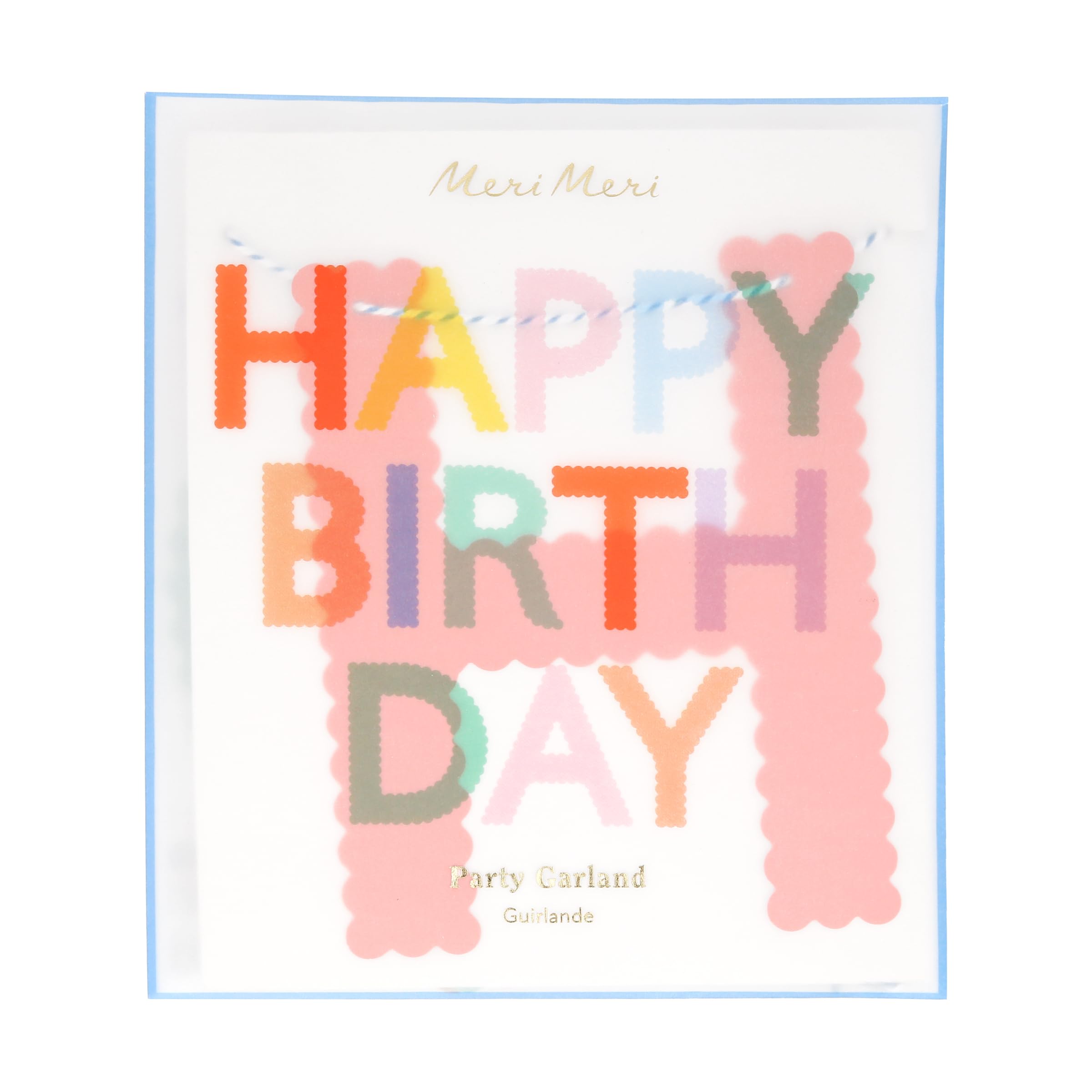 Meri Meri Scallop Happy Birthday Banner (Pack of 1), 10' Birthday Party Banner with Excess Cord - Image 3