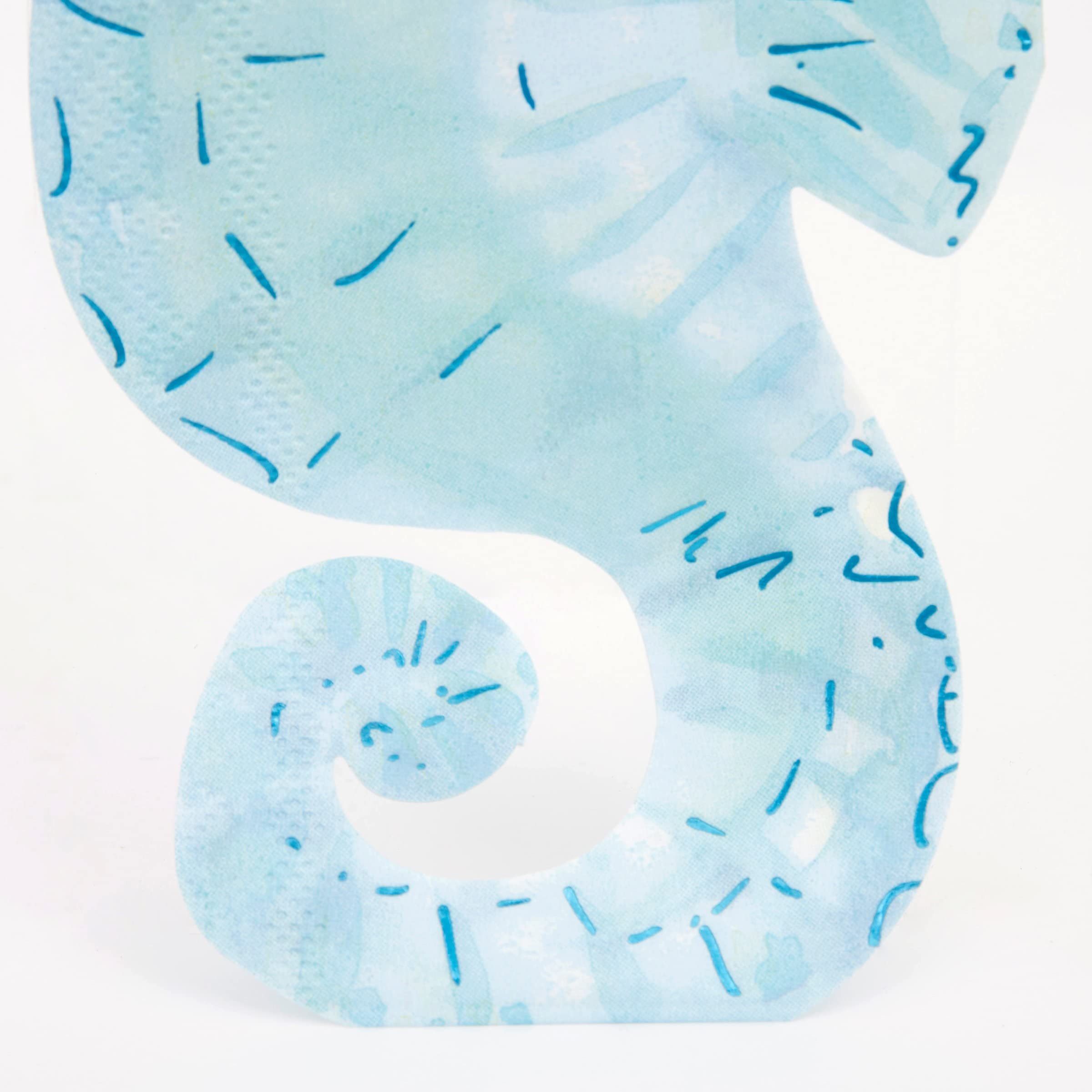 Meri Meri Seahorse Napkins, Disposable Paper Napkins, 3-Ply Paper, Under the Sea and Mermaid Party Decor, Ocean Colors, Pack of 16 - Image 3