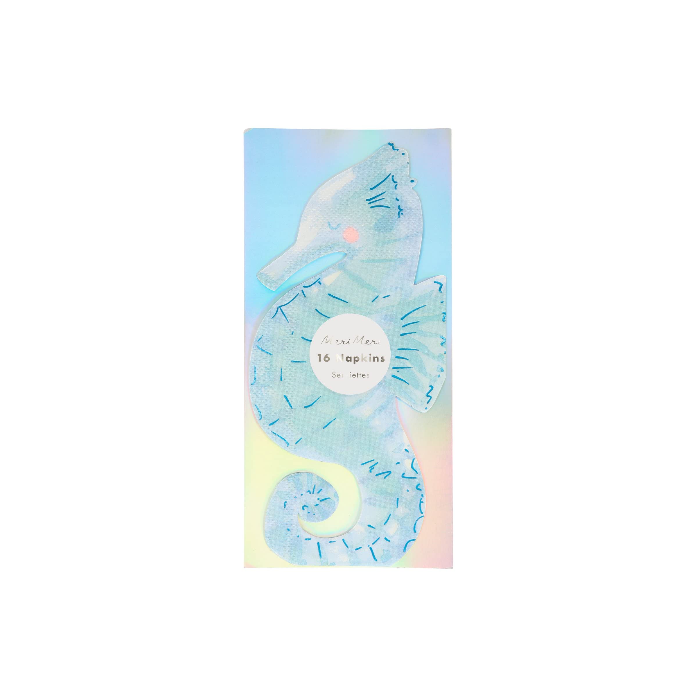 Meri Meri Seahorse Napkins, Disposable Paper Napkins, 3-Ply Paper, Under the Sea and Mermaid Party Decor, Ocean Colors, Pack of 16 - Image 4