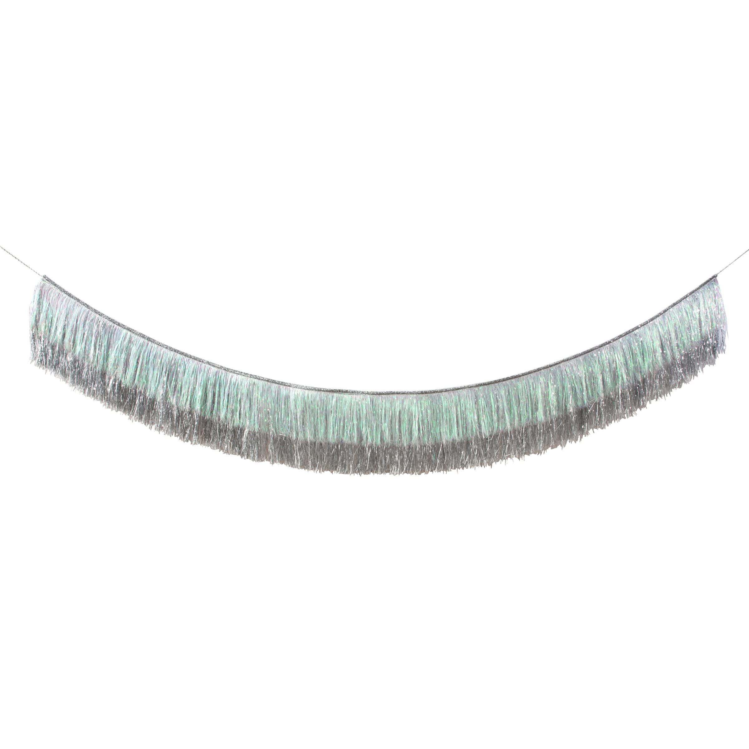 Meri Meri Silver Iridescent Tinsel Fringe Garland (Pack of 1) - Image 3
