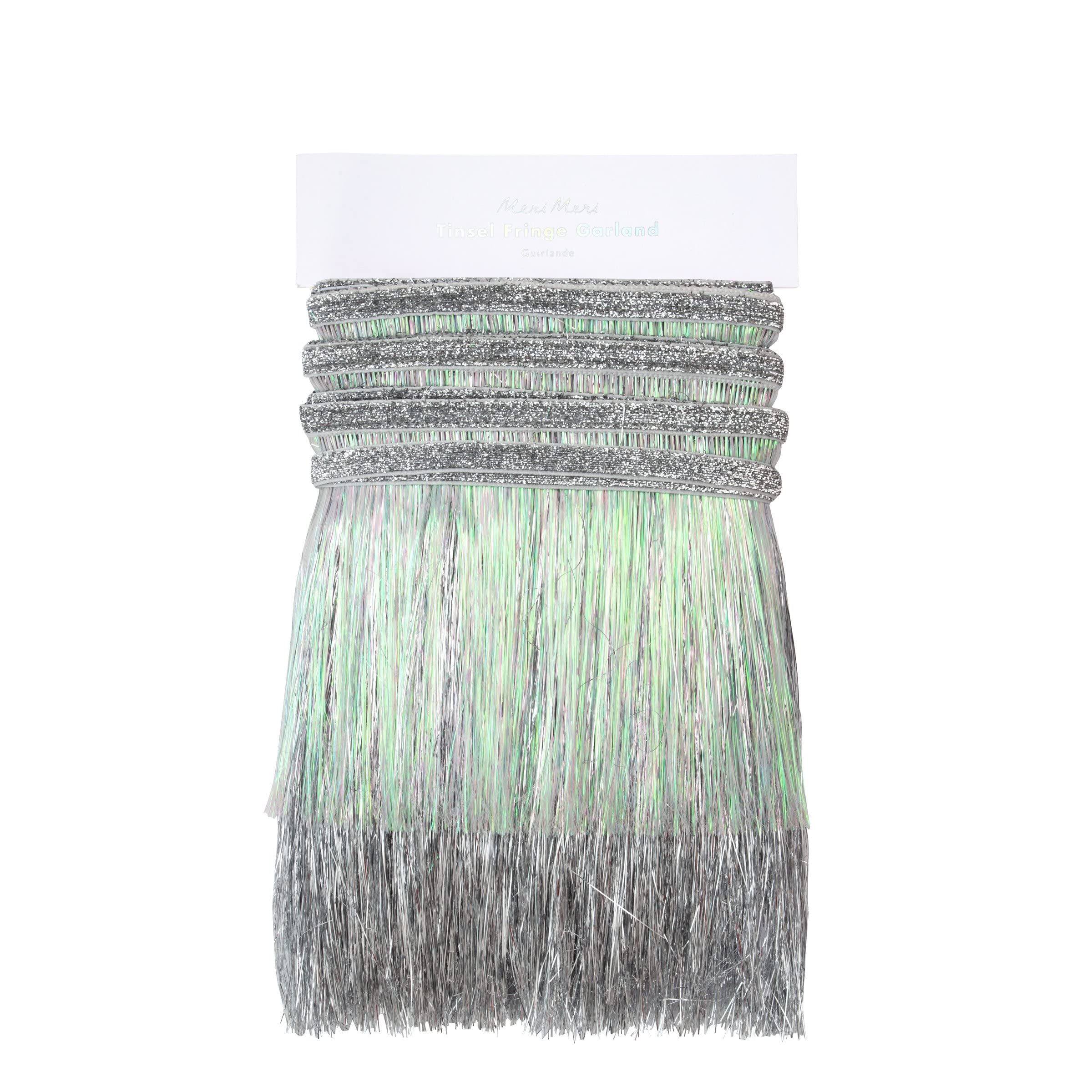 Meri Meri Silver Iridescent Tinsel Fringe Garland (Pack of 1) - Image 4