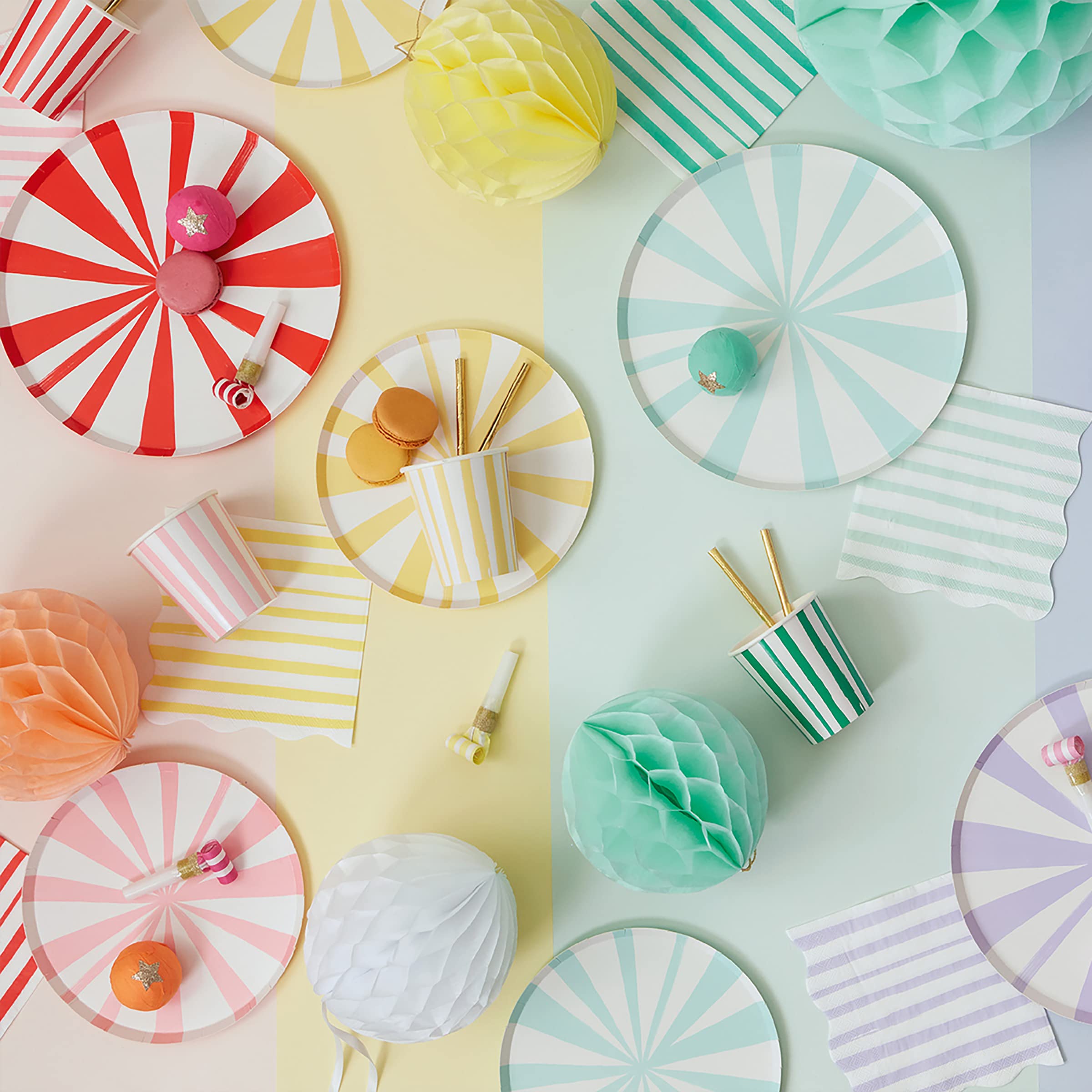 Meri Meri Striped Paper Plates, Pack of 8 Disposable Plates in a Range of Fun, Bright Colors and 2 Sizes (Side & Dinner), Versatile for All Your Events - Image 2