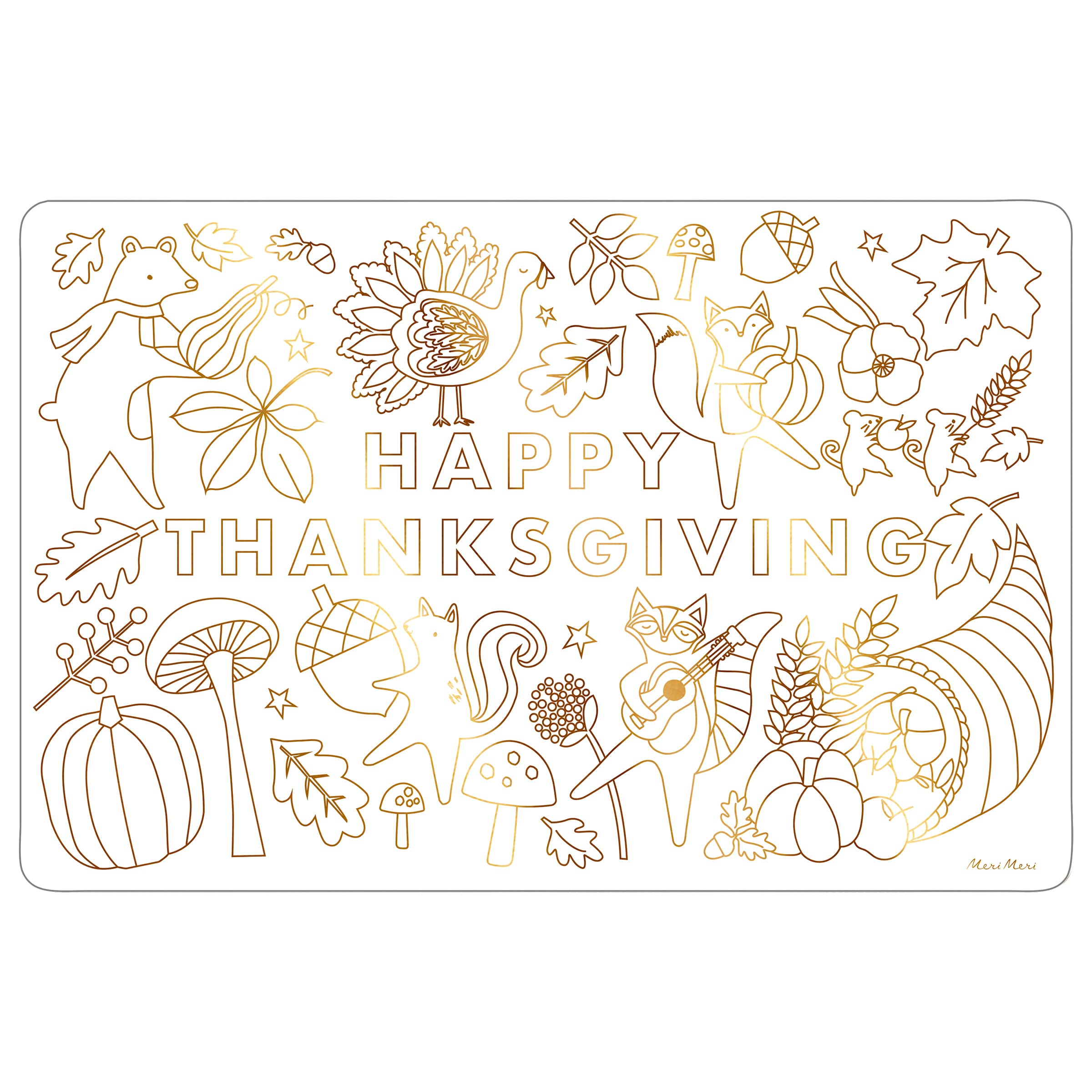 Meri Meri Thanksgiving Coloring Placemats (Pack of 8), 11 x 16.75 Disposable Thanksgiving Placemats for Kids - Image 3