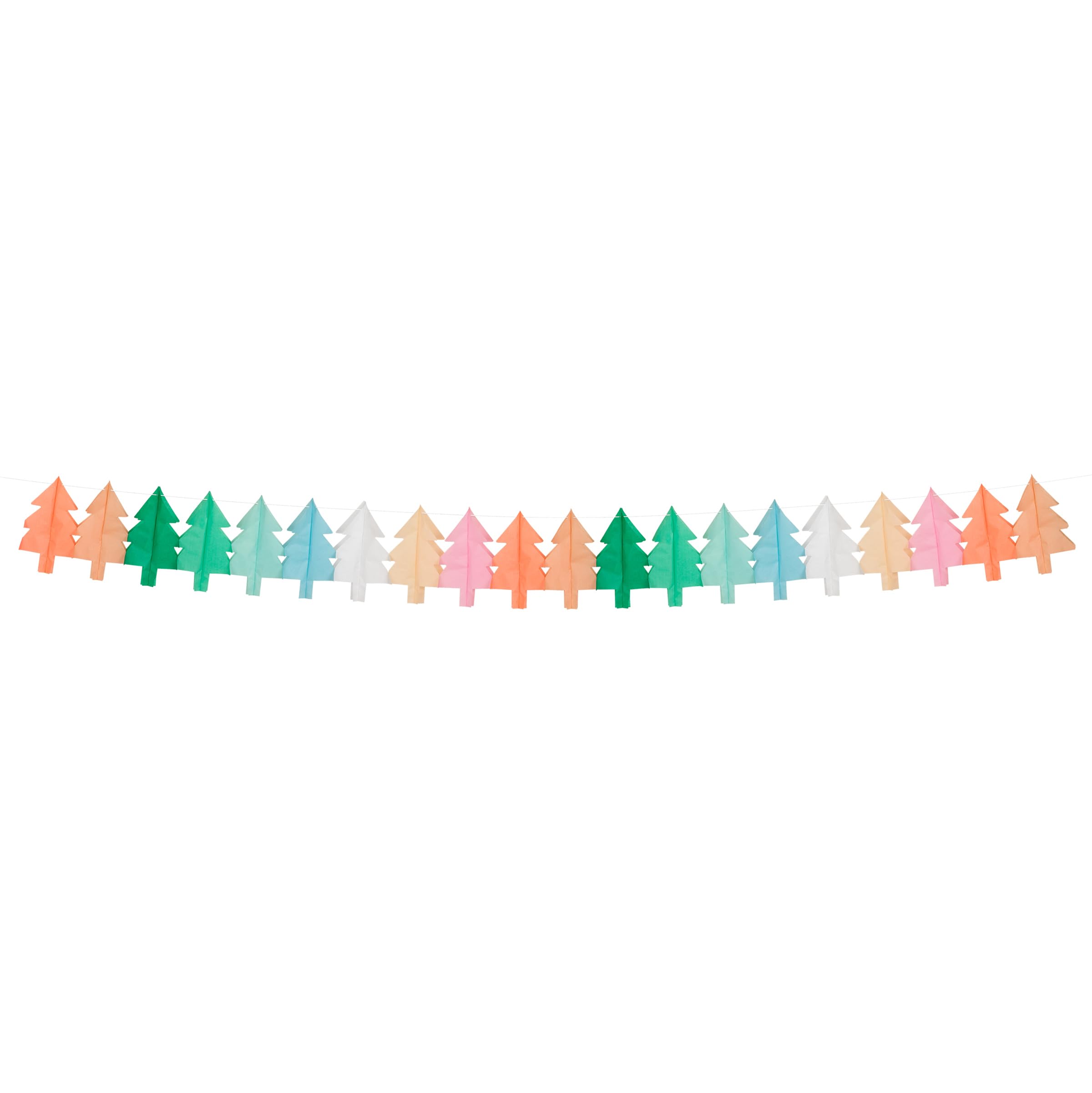 Meri Meri Tissue Paper Christmas Tree Garland (Pack of 3), 6.5' Strand Including Excess Cord, Tissue Paper Garlands, Reusable Hanging Christmas Decorations - Image 3