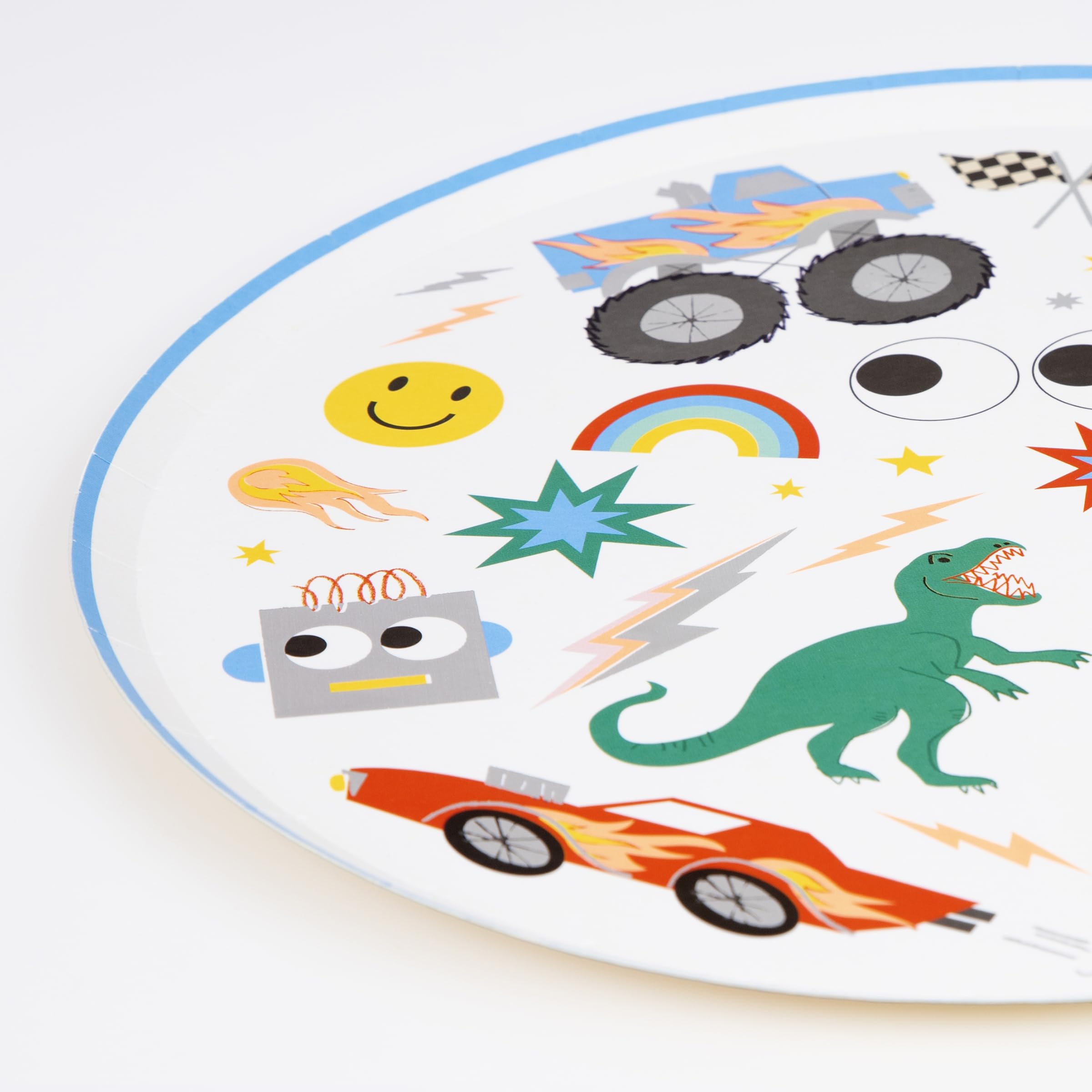 Meri Meri Toybox Icon Paper Plates (Pack of 8), 80s Theme Birthday Party Plates, Retro Colorful Designs, Hot & Cold Food, Kids & Adults, 10.5" x 10.5" - Image 2