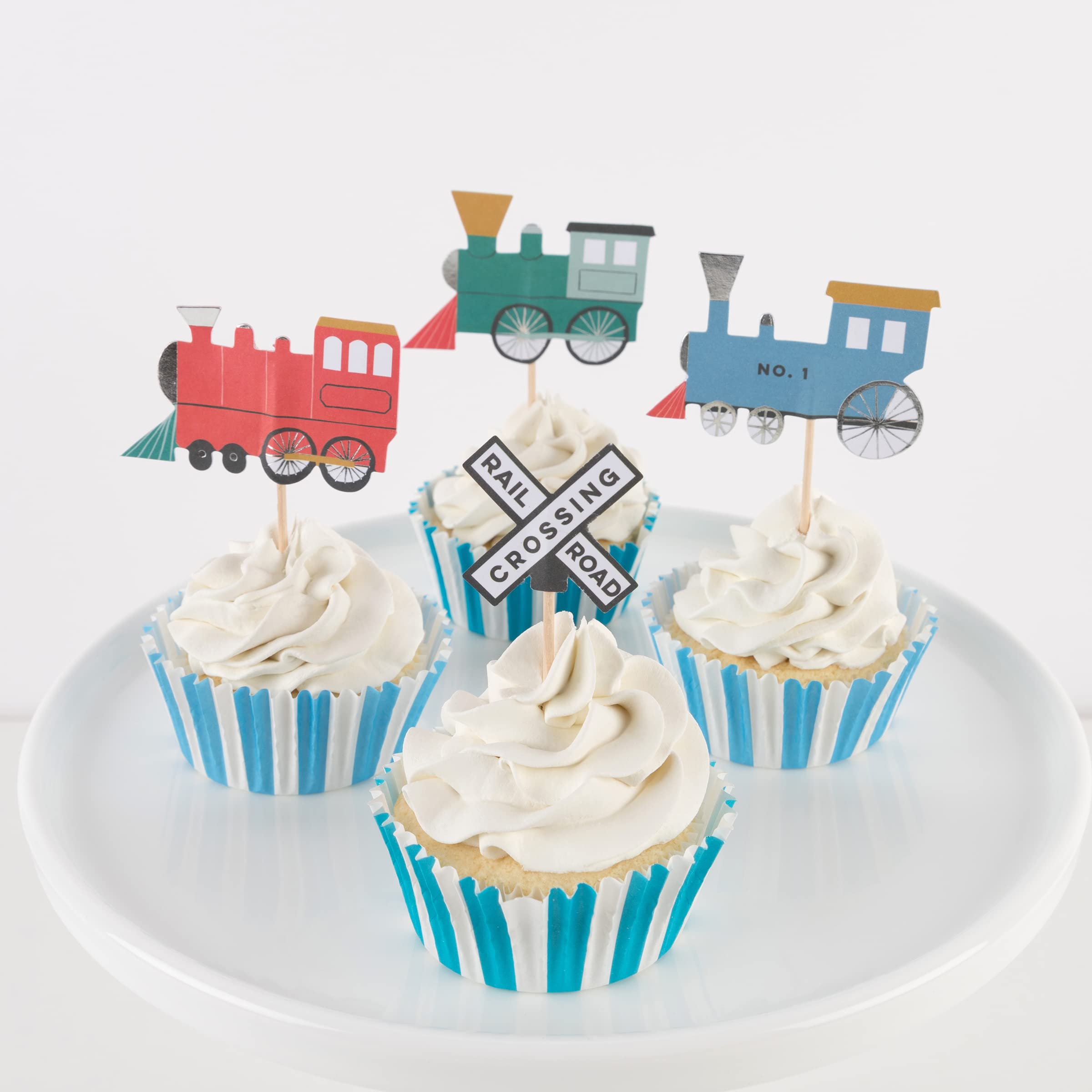 Meri Meri Train Cupcake Kit (Pack of 24), Disposable Train Cupcake Toppers & Matching Liners - Image 3