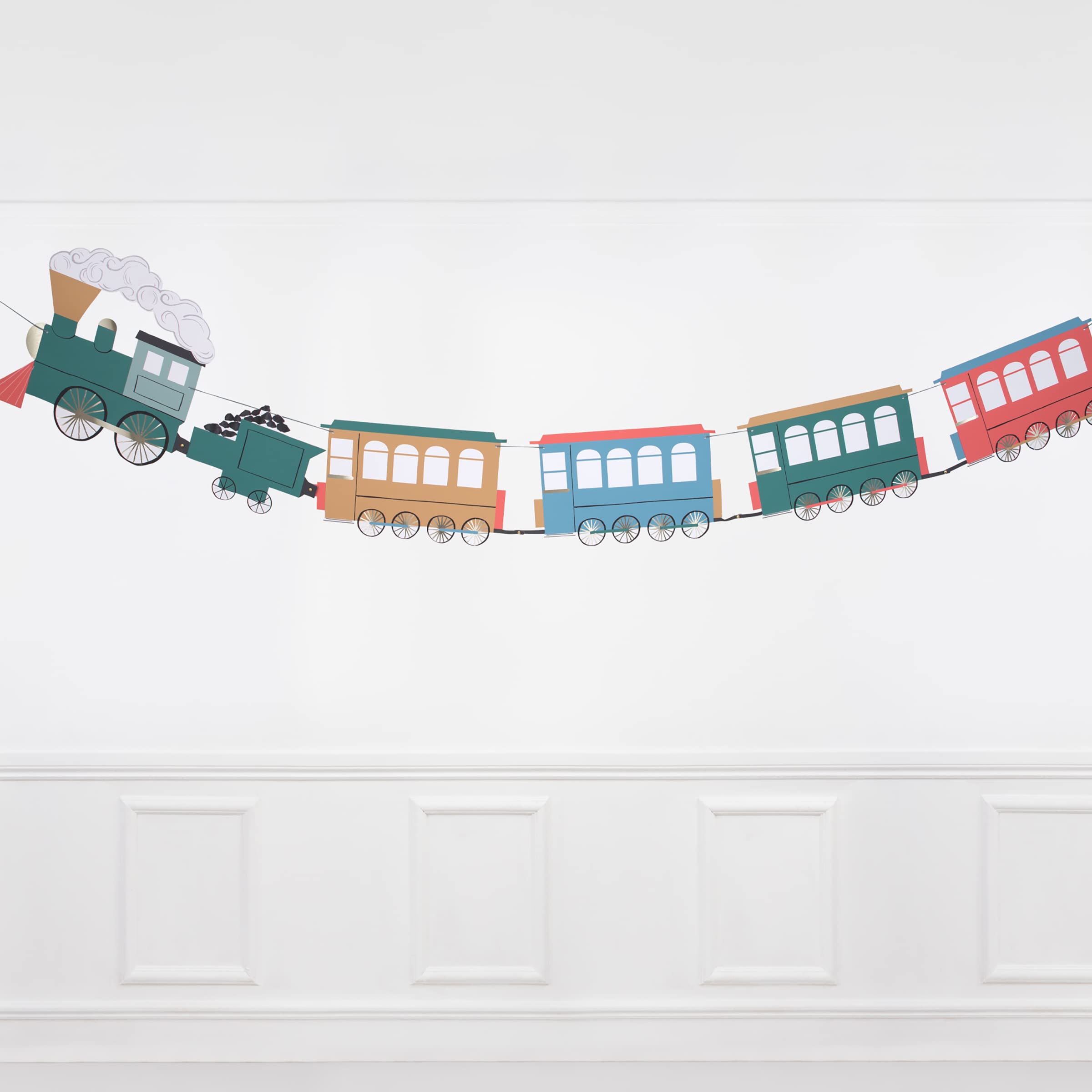 Meri Meri Trains Party Banner (Pack of 1), 10' Party Garland Including Excess Cord - Image 4