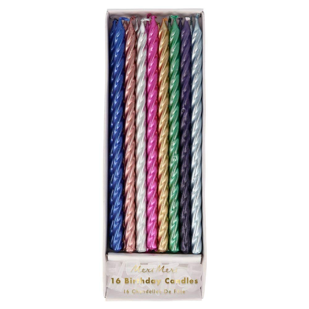 Meri Meri Twisted Long Birthday Candles for Cake (Pack of 16), 7" Tall, Unscented Meri Meri Birthday Candles - Image 3