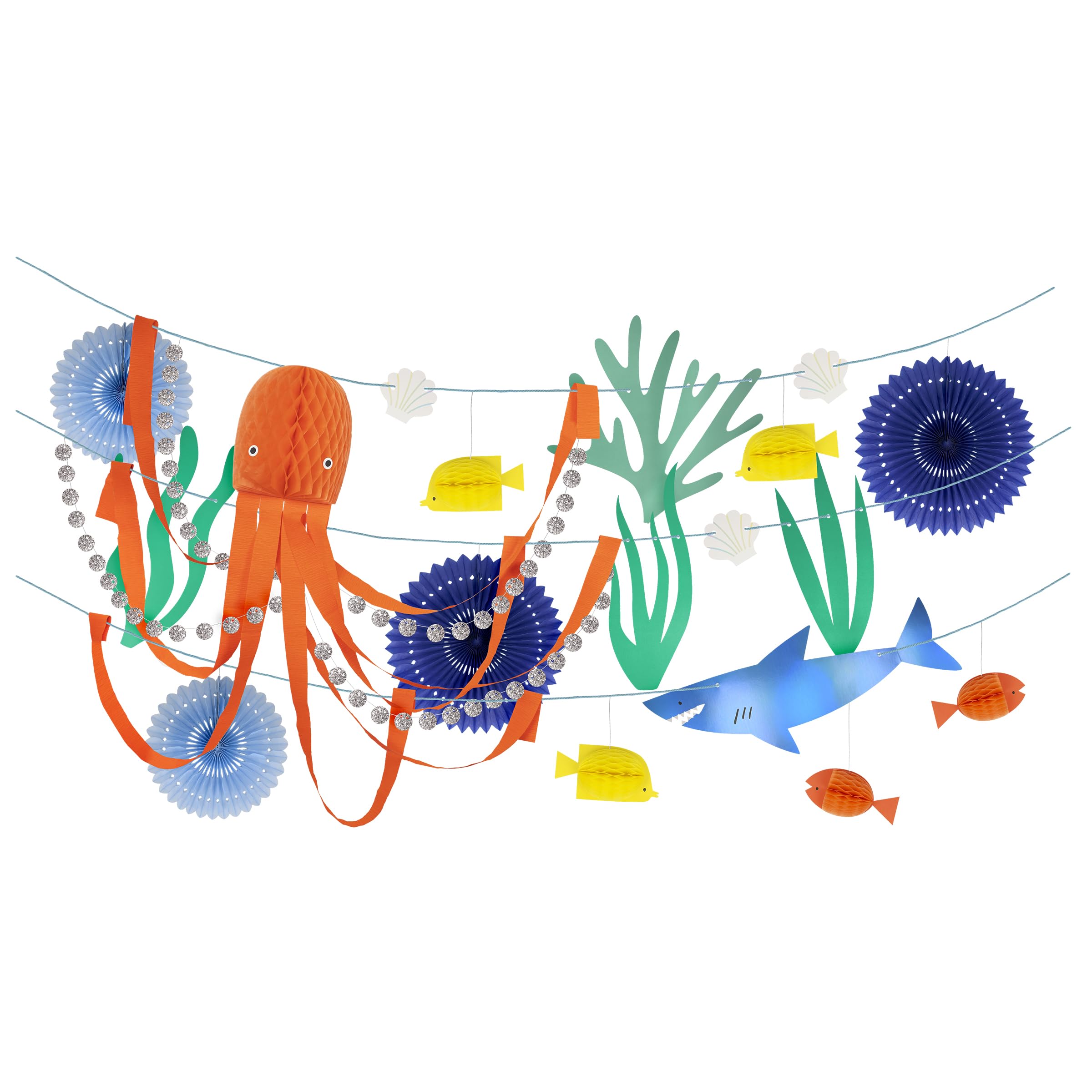 Meri Meri Under The Sea Garland (Pack of 1), 10' Strand w Excess Cord, Under the Sea Party Decorations, Reusable Mermaid Party Banner - Image 3