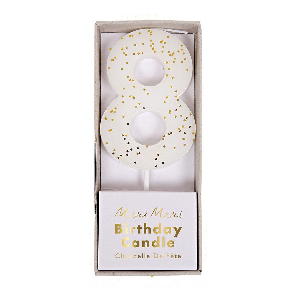 Meri Meri White Number 8 Candle - Image 3