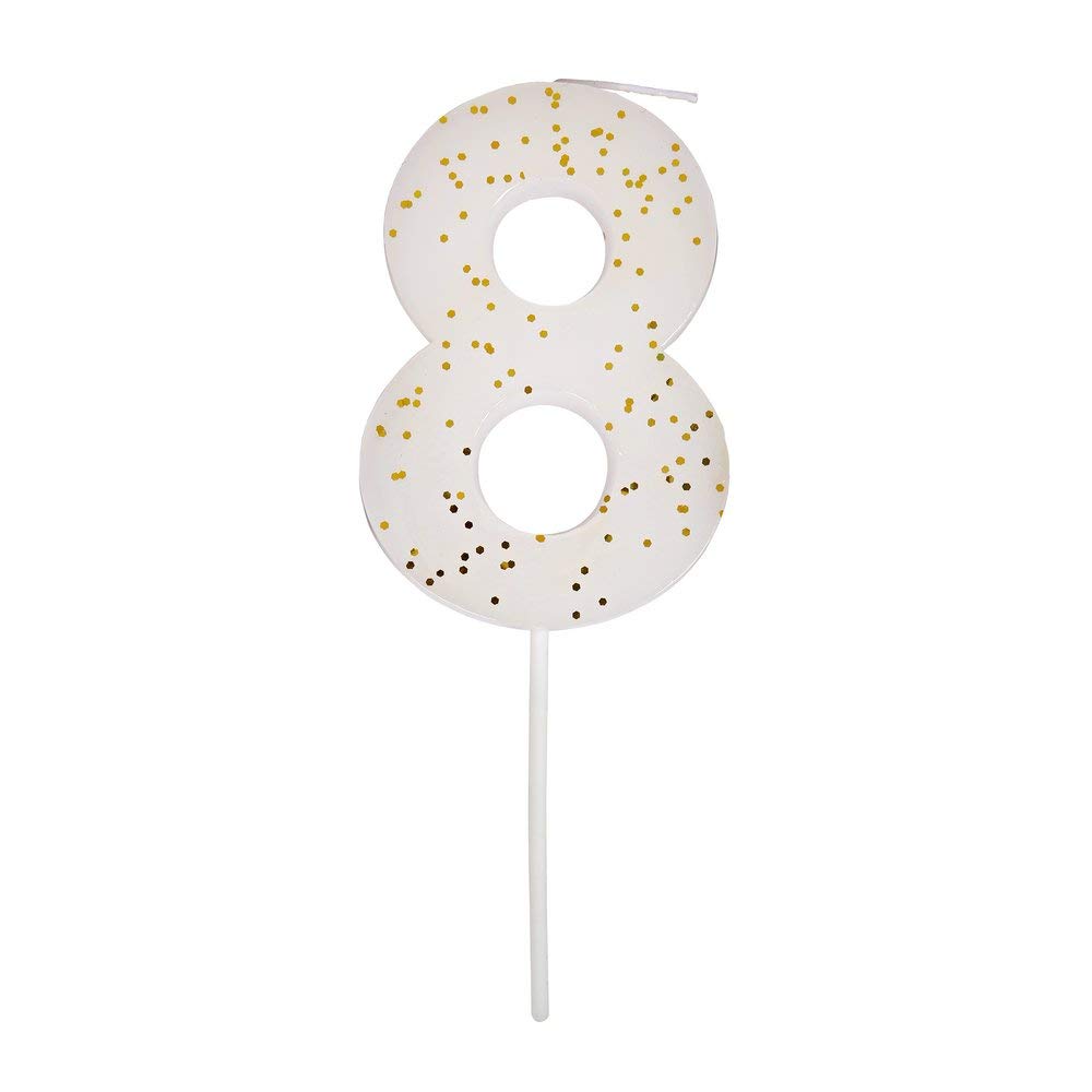 Meri Meri White Number 8 Candle - Image 4