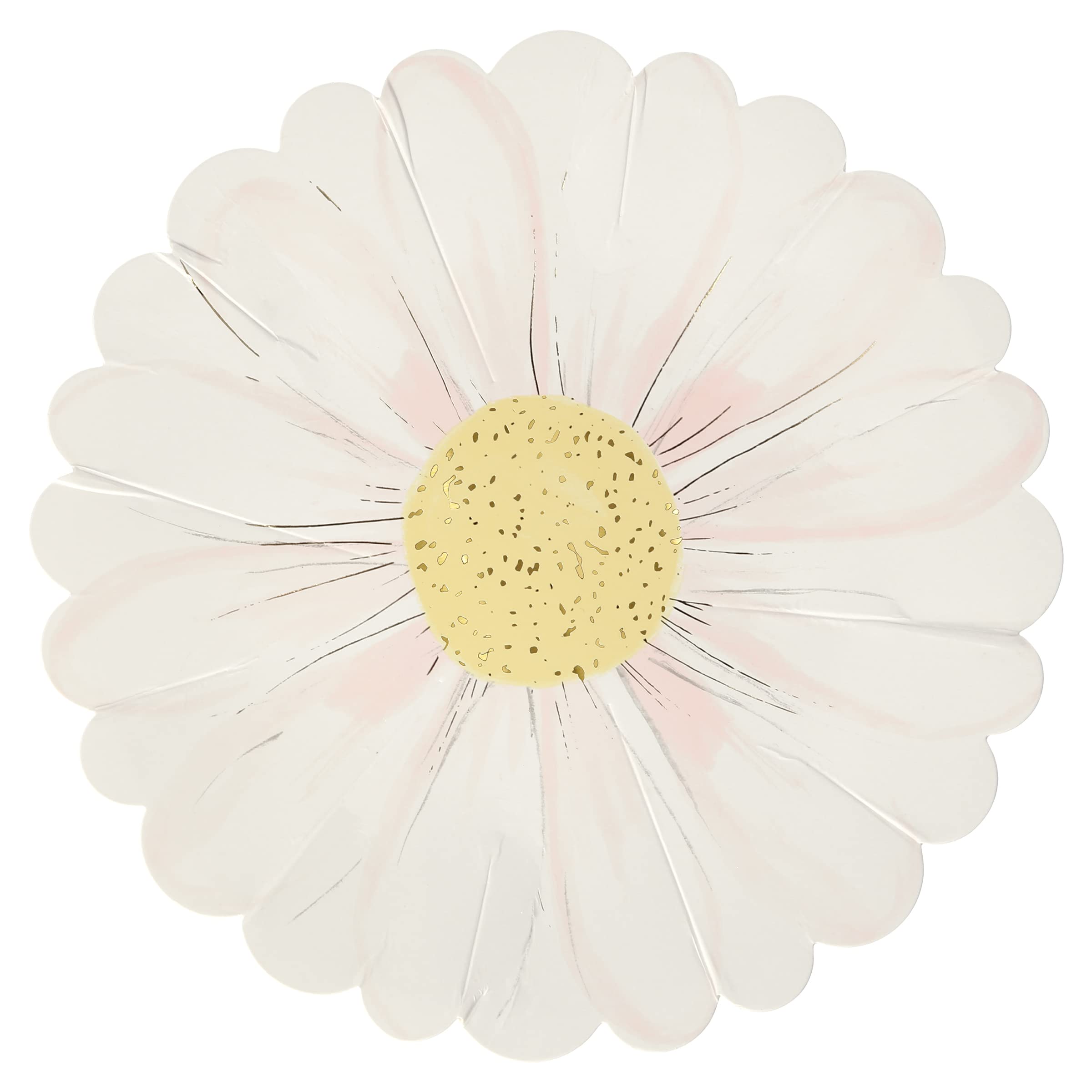 Meri Meri Wild Daisy Plates, Pack of 8 Disposable Paper Plates, Flower Shaped with Illustrative Touches – Perfect for Daisy Birthday Decorations, Spring Get-Togethers, and More