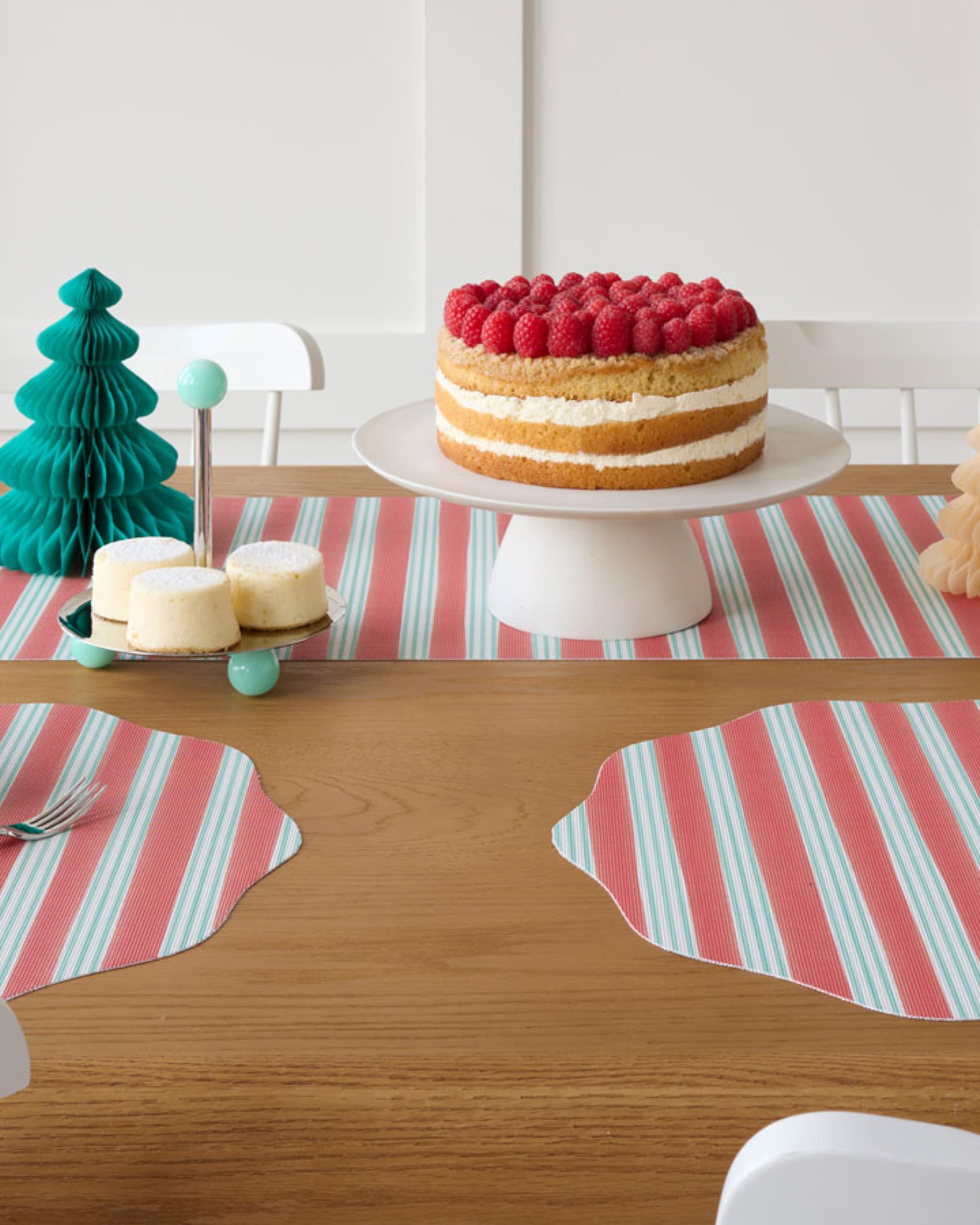 Meri Meri x Chilewich Festive Stripe Woven Table Runner - Reusable, Stain-Resistant, Indoor/Outdoor Holiday Dining Table Decoration - 13.5" x 72" - Green - Image 3