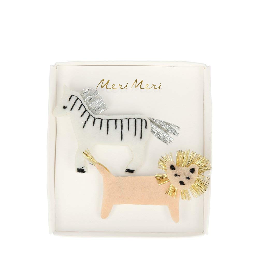 Meri Meri Zebra & Lion Felt Hair Clips (Pack of 2) - Image 3